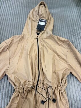 PrettyLittleThing Beige Hooded Utility Anorak with Drawcord Waist